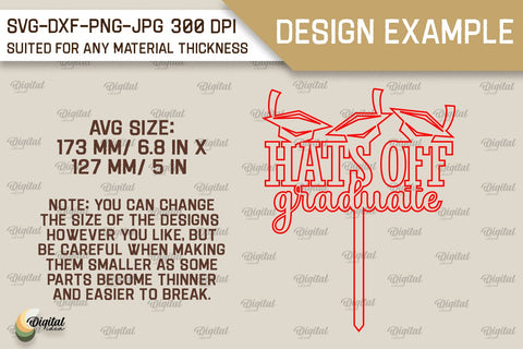 Graduation Cake Topper SVG. Cupcake Topper Laser Cut SVG Evgenyia Guschina 