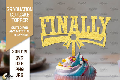 Graduation Cake Topper SVG. Cupcake Topper Laser Cut SVG Evgenyia Guschina 