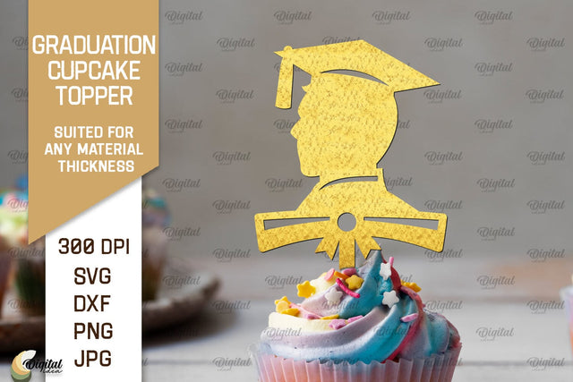 Graduation Cake Topper SVG. Cupcake Topper Laser Cut SVG Evgenyia Guschina 
