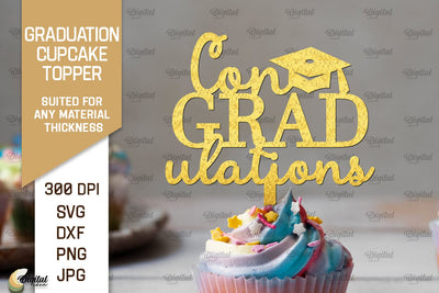 Graduation Cake Topper SVG. Cupcake Topper Laser Cut SVG Evgenyia Guschina 