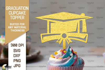 Graduation Cake Topper SVG. Cupcake Topper Laser Cut SVG Evgenyia Guschina 