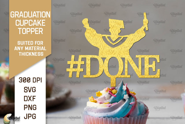 Graduation Cake Topper SVG. Cupcake Topper Laser Cut SVG Evgenyia Guschina 