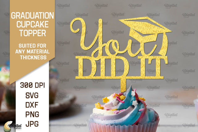 Graduation Cake Topper SVG. Cupcake Topper Laser Cut SVG Evgenyia Guschina 