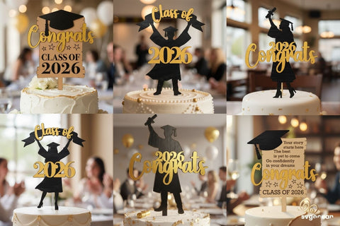 Graduation Cake Toppers SVG Bundle SVG SvgOcean 