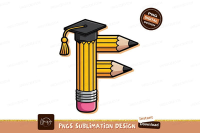 Graduation Cap Pencil Art yellow black Sublimation Designangry 