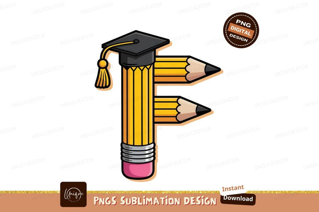 Graduation Cap Pencil Art yellow black Sublimation Designangry 