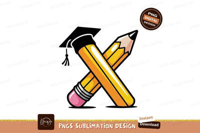 Graduation Cap Pencil Education learning school Sublimation Designangry 