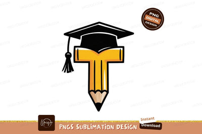 Graduation Cap Pencil Symbol education learning Sublimation Designangry 