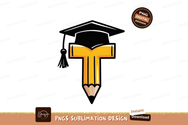 Graduation Cap Pencil Symbol education learning Sublimation Designangry 