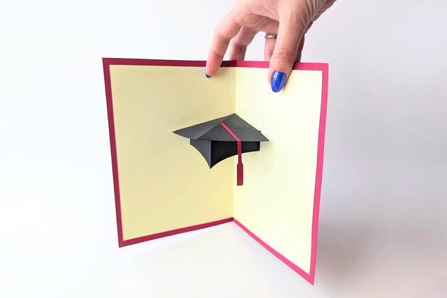 Graduation Cap Pop Up Card SVG + Printable PDF 3D Paper Risa Rocks It 