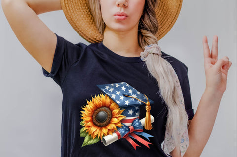 Graduation Cap with Sunflower Sublimation Clipart Sublimation SVGArt 
