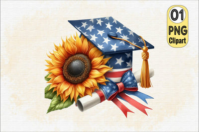 Graduation Cap with Sunflower Sublimation Clipart Sublimation SVGArt 