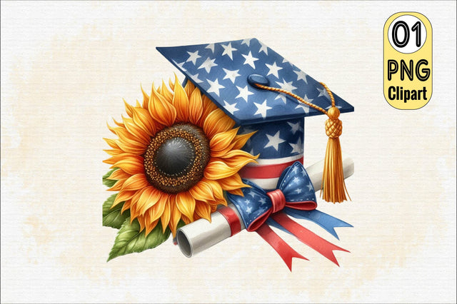 Graduation Cap with Sunflower Sublimation Clipart Sublimation SVGArt 