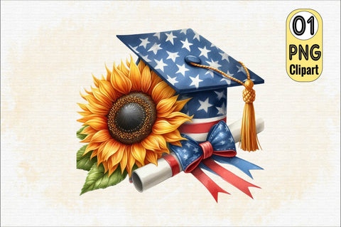 Graduation Cap with Sunflower Sublimation Clipart Sublimation SVGArt 