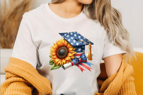 Graduation Cap with Sunflower Sublimation Clipart Sublimation SVGArt 
