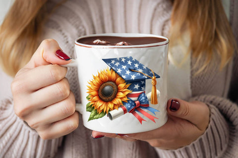 Graduation Cap with Sunflower Sublimation Clipart Sublimation SVGArt 