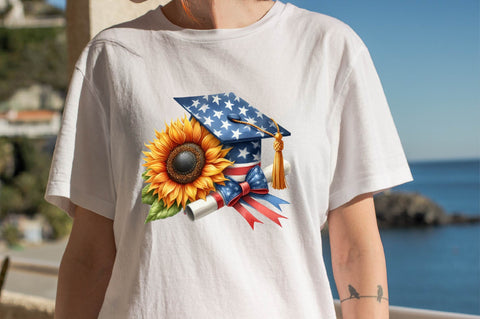 Graduation Cap with Sunflower Sublimation Clipart Sublimation SVGArt 
