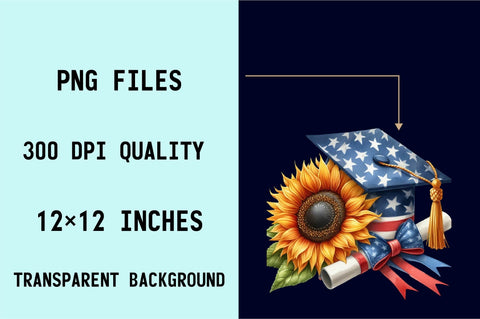 Graduation Cap with Sunflower Sublimation Clipart Sublimation SVGArt 