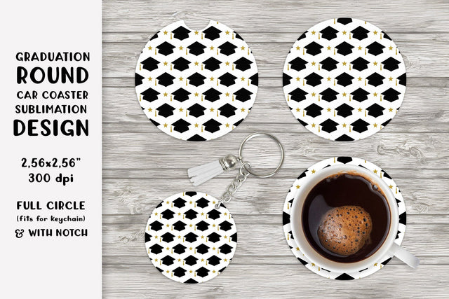 Graduation car coaster sublimation. Round coaster PNG Sublimation LaBelezoka 