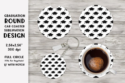 Graduation car coaster sublimation. Round coaster PNG Sublimation LaBelezoka 