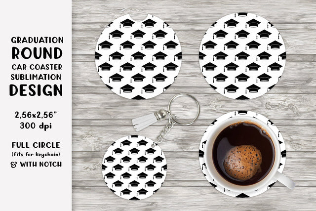 Graduation car coaster sublimation. Round coaster PNG Sublimation LaBelezoka 