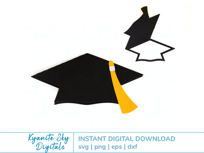 Graduation Card SVG grad cap tassel shape card SVG Kyanite Sky Digitals 