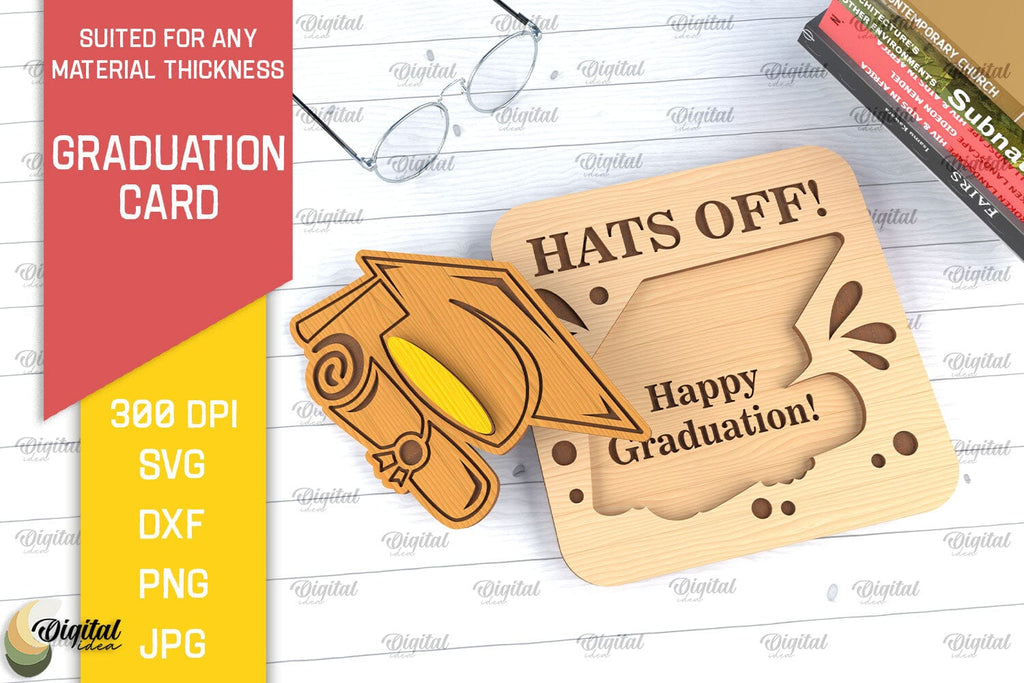 Grad Card Svg Graduation Card SVG. Graduation Greeting Card Laser Cut - So Fontsy