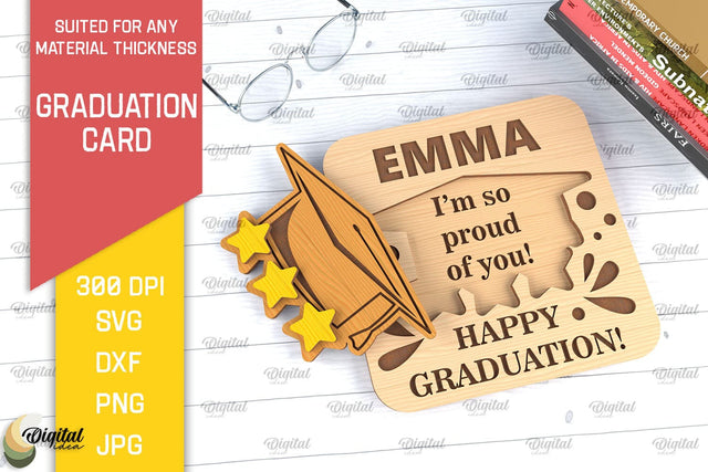 Graduation Card SVG. Graduation Greeting Card Laser Cut SVG Evgenyia Guschina 