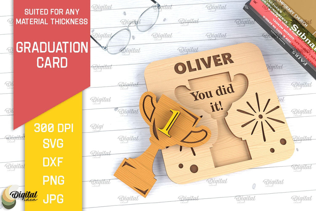 Grad Card Svg Graduation Card SVG. Graduation Greeting Card Laser Cut - So Fontsy