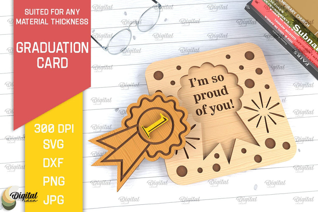Grad Card Svg Graduation Card SVG. Graduation Greeting Card Laser Cut - So Fontsy