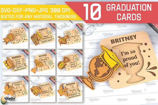 Graduation Cards SVG Bundle. Graduation Greeting Cards Laser Cut SVG Evgenyia Guschina 