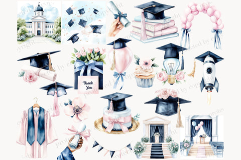Graduation Clip Art PNG | College Clipart SVG GlamArtZhanna 