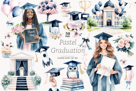 Graduation Clip Art PNG | College Clipart SVG GlamArtZhanna 