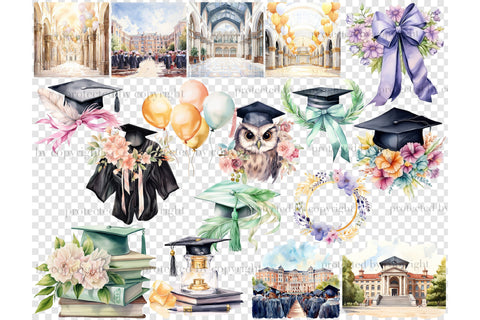 Graduation Clipart Bundle | High School Clipart Set SVG GlamArtZhanna 