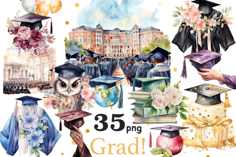 Graduation Clipart Bundle | High School Clipart Set SVG GlamArtZhanna 