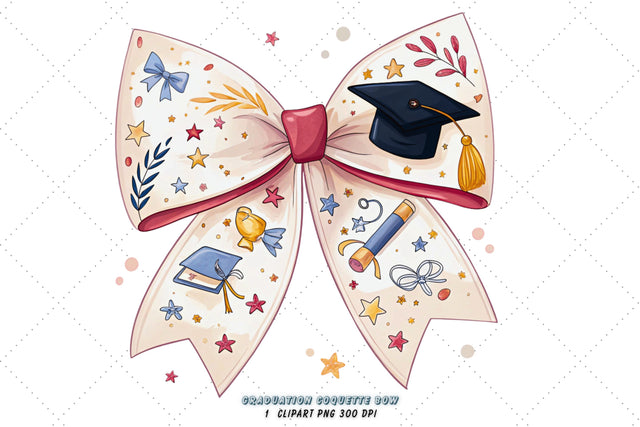 Graduation Coquette Bow Clipart, graduation cap bow, coquette bow clipart, diploma theme bow, cap design art, digital bow design, celebrate graduation bow, milestone bow art, graduation design clipart Sublimation FloridPrintables 