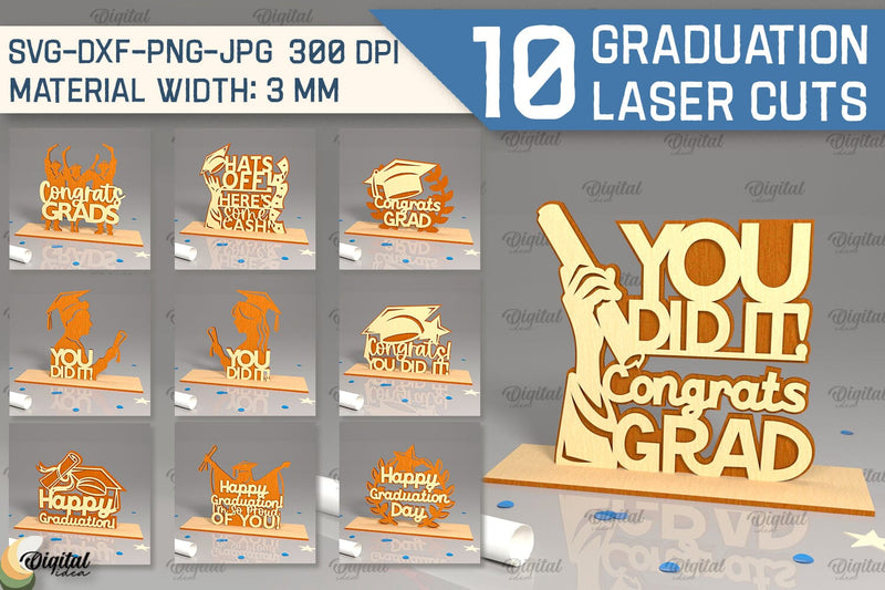 Graduation Handheld Sign Vector Graduation Decor Laser Cut Bundle. Graduation Signs SVG - So Fontsy