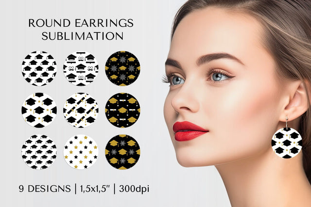 Graduation earring sublimation. Graduate round earrings 11 SVG LaBelezoka 