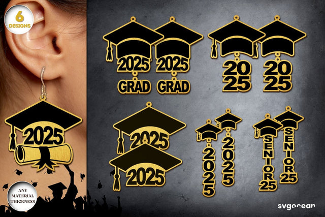 Graduation Earrings Laser Cut Bundle SVG SvgOcean 