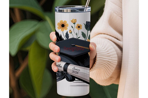 Graduation Floral 20oz Tumbler Wrap Sublimation DesignSVG 