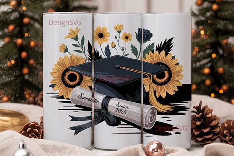 Graduation Floral 20oz Tumbler Wrap Sublimation DesignSVG 