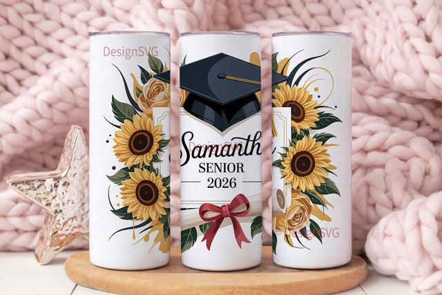Graduation Floral 20oz Tumbler Wrap Sublimation DesignSVG 