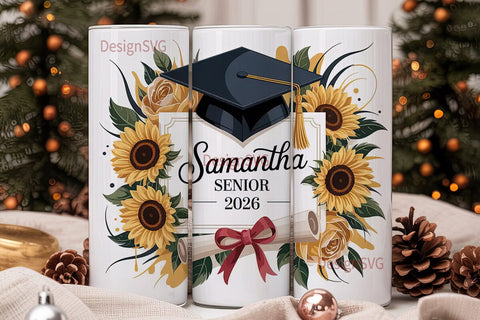 Graduation Floral 20oz Tumbler Wrap Sublimation DesignSVG 