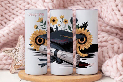 Graduation Floral 20oz Tumbler Wrap Sublimation DesignSVG 