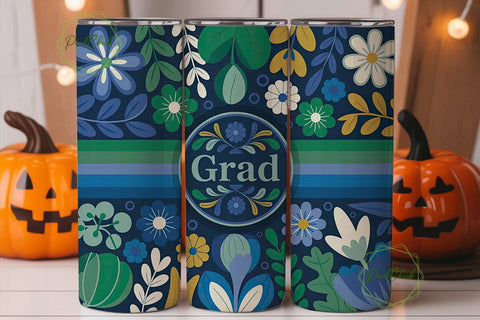 Graduation Floral Tumbler Wrap Sublimation PixelChick 