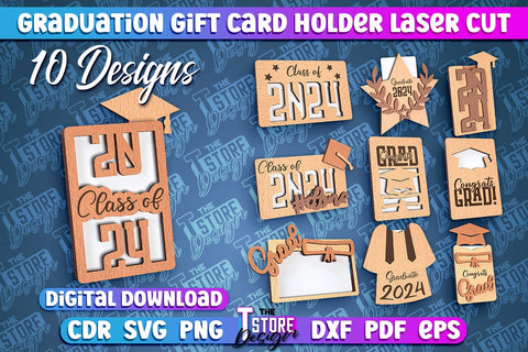 Graduation Gift Card Holder Laser Cut Bundle | Graduation Gift Design | CNC File SVG The T Store Design 