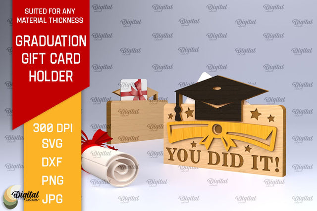 Graduation Gift Card Holder Laser Cut. Congrats SVG SVG Evgenyia Guschina 