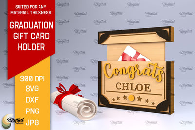 Graduation Gift Card Holder Laser Cut. Congrats SVG SVG Evgenyia Guschina 