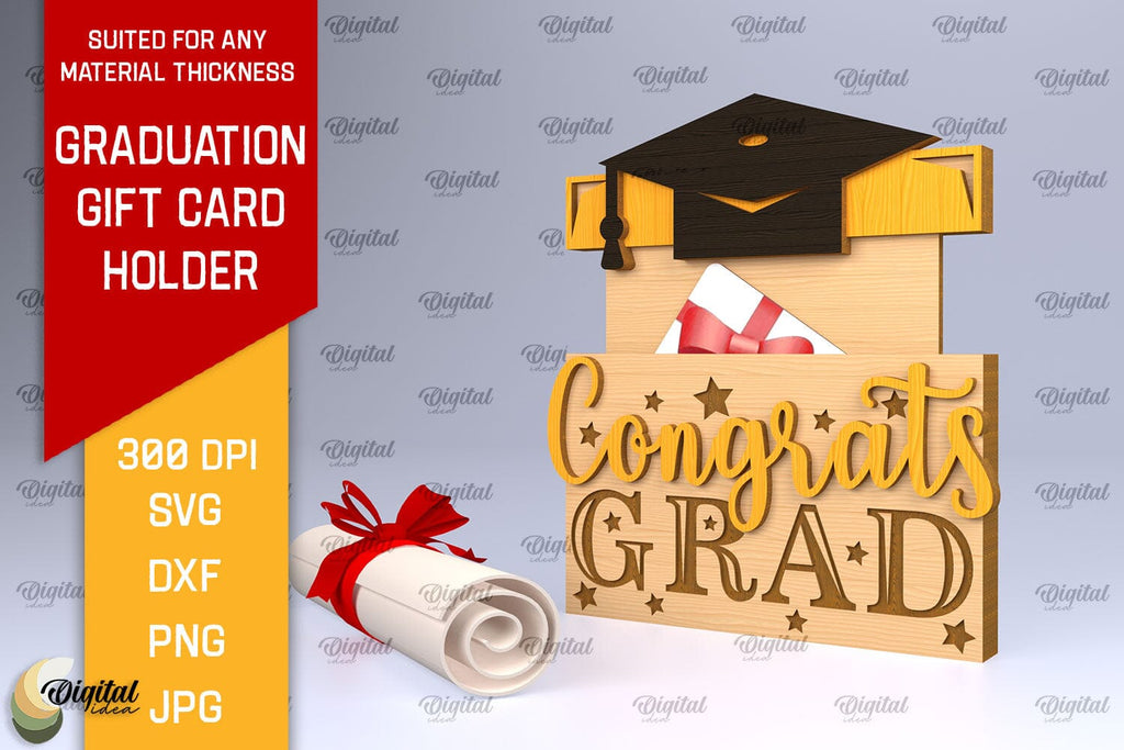 Graduation Gift Card Holder Laser Cut. Congrats SVG - So Fontsy