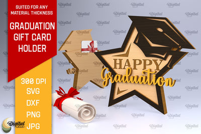 Graduation Gift Card Holder Laser Cut. Congrats SVG SVG Evgenyia Guschina 